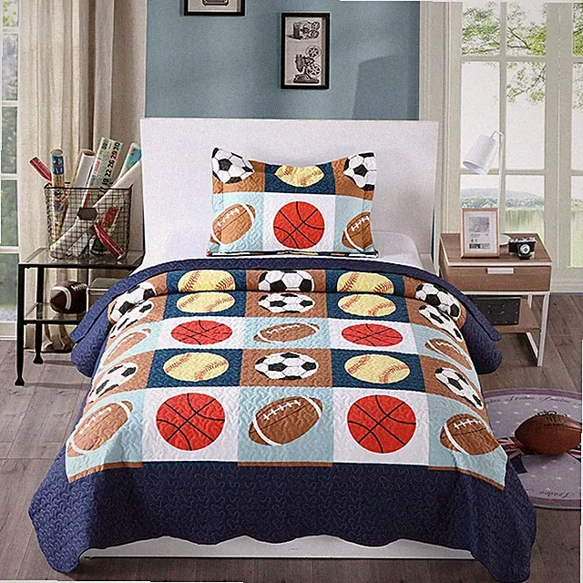 2pcs Kids Quilt Bedspread Comforter Set Throw Blanket for Boys Girls Quilt, A13