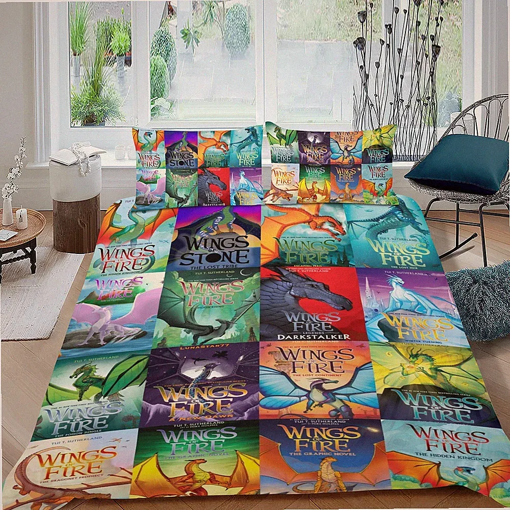 3Pcs Bedding Sets Wings of Fire Duvet Cover Sets All Season for Kids Lightweight