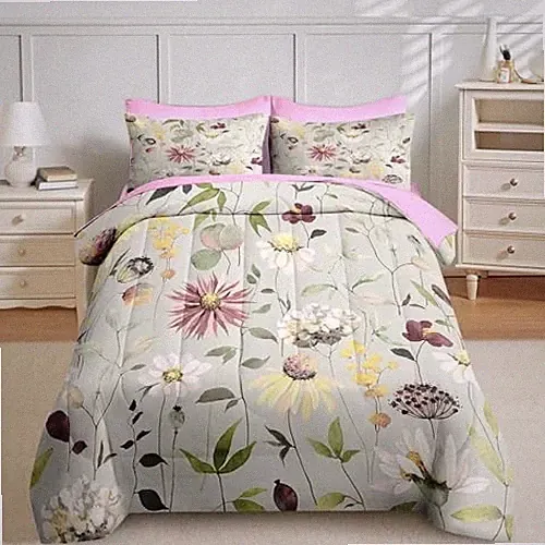 7 Pcs Comforter Set Queen Size, Flower Summer Spring Bedding Set for Kids and