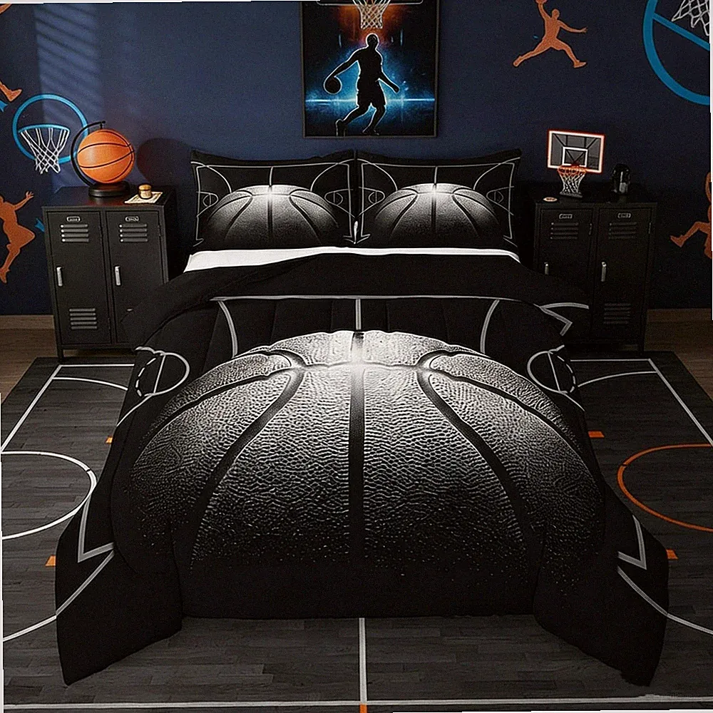 Basketball Comforter Set Full Size for Kids,Sports Bedding Sets for Boys,Bask...