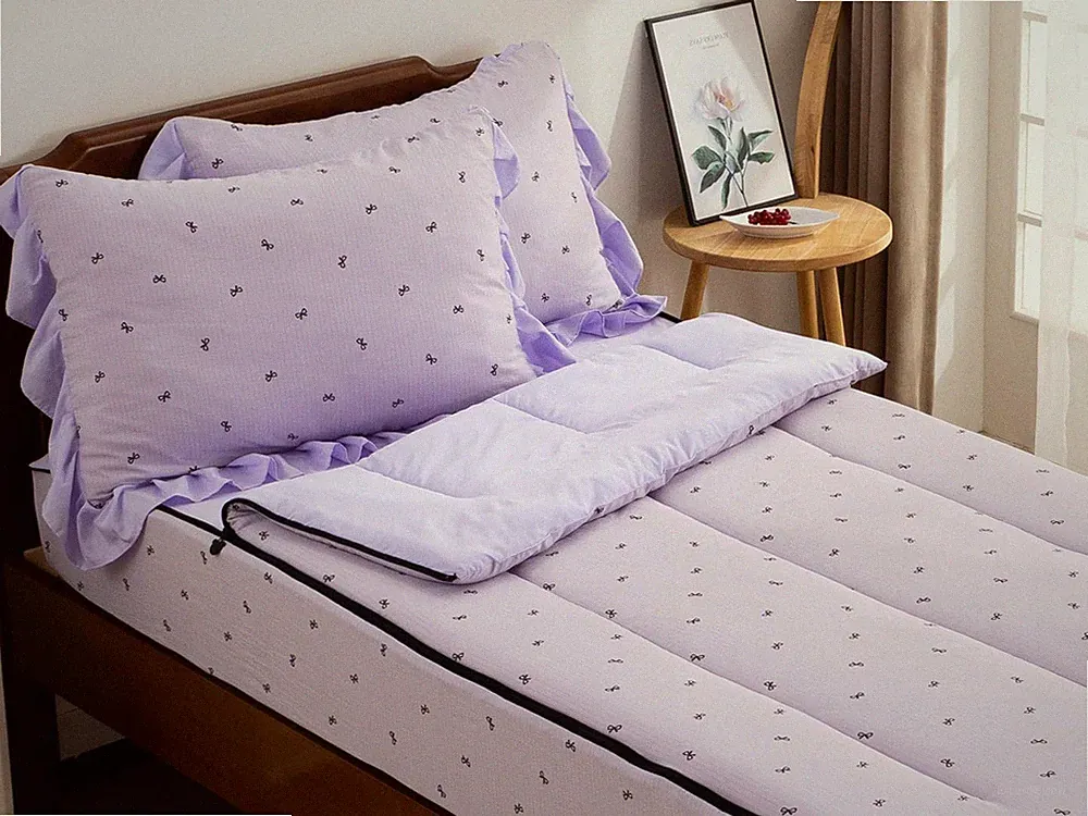 Black Bow Printed Zipper Bedding Sets Twin for Kids Girls Lightweight Microfiber