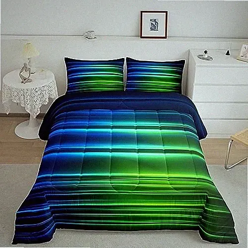 Blue Green Ombre Bedding Set for Kids Toddler, Blue Green and Queen Multi 04