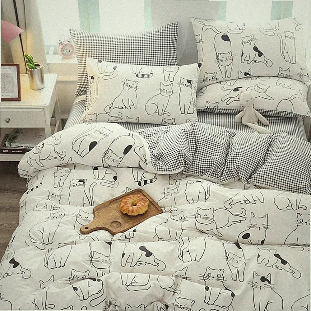 Cats Kids Duvet Cover Set Full Queen, 100% Cotton Bedding for Boys Girls Teen...