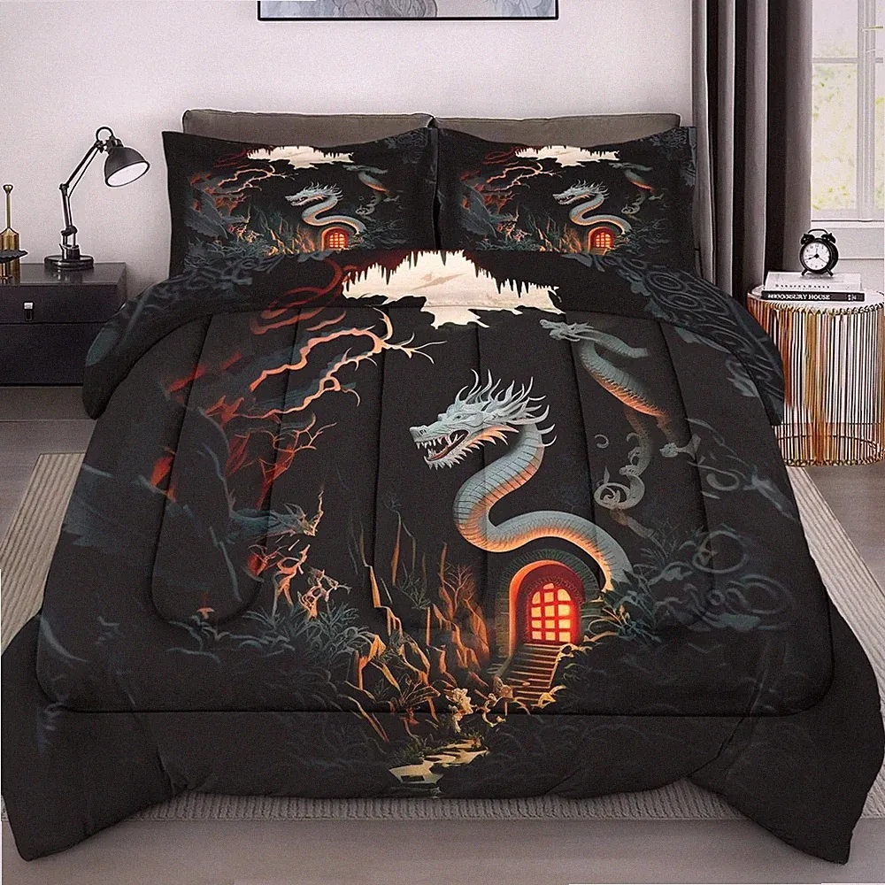 Comforter Set Queen Size Asian Chinese White Soft 3 Pcs Bedding for Kids and...