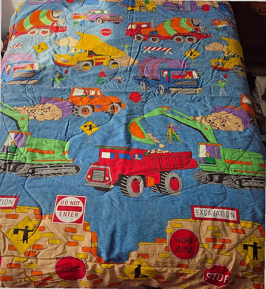 Construction Bedding Set for Boys Kids Full Size Comforter Sheets Valances Truck
