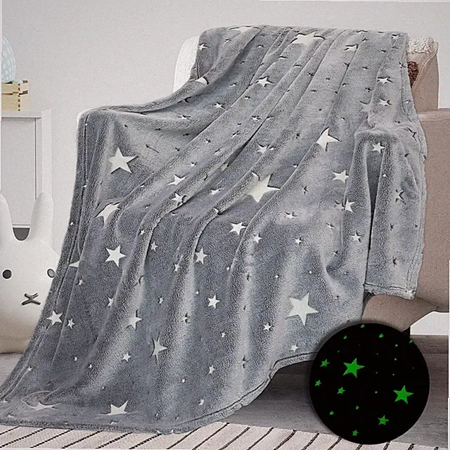 Glow in the Dark Throw Blanket for Kids Soft Cozy Warm Stars for All Seasons
