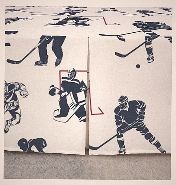 Ice Hockey Bed Skirt for Kids Room Sports FULL Size & 2 Standard Pillow Cases