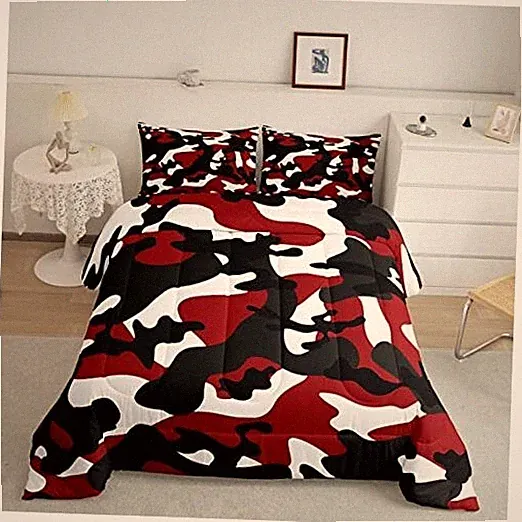 Kids Boys Camo Comforter Set Army Camouflage Bedding Set for Queen Multi 15