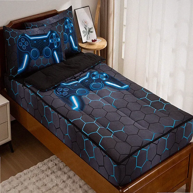 Ntbed Gamer Printed Zipper Bedding Sets Twin For Kids Boys Lightweight