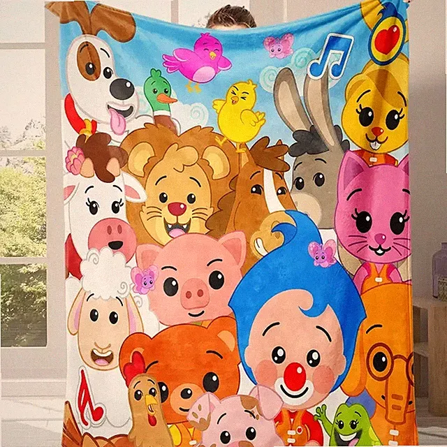 Plush Cartoon Flannel Blanket – Soft Cozy Throw, Gift for Kids, Family & Friends