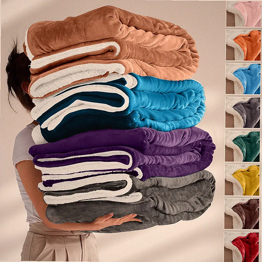 Plush Sherpa Fleece Blankets for winter Soft Warm Thick Bedding Throw Twin Queen