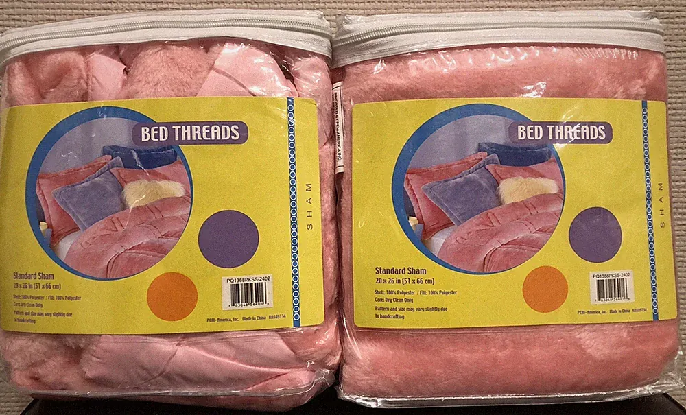 Set of 2 Pink Faux Fur Shams For Kids Room - Standard 20 x 26 in - NIP