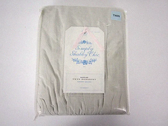 Simply Shabby Chic Ruffled Twin Size Bed Skirt Light Gray 15” Drop NEW