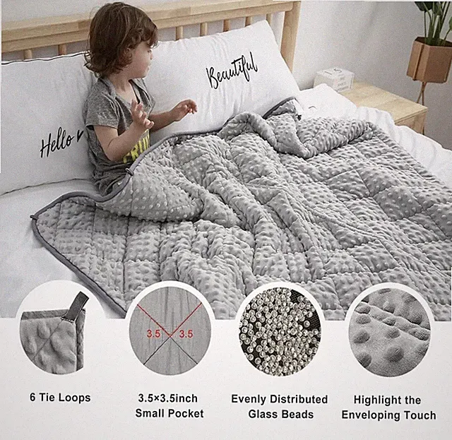 Weighted Blanket for Kids (Grey 5 lbs 36x48 inches)