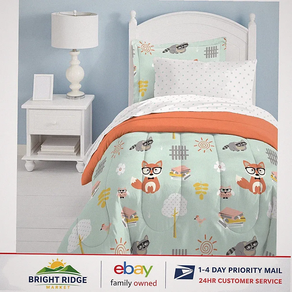 Whimsical Twin Bedding Set for Kids with Soft Microfiber Comforter and Sheets